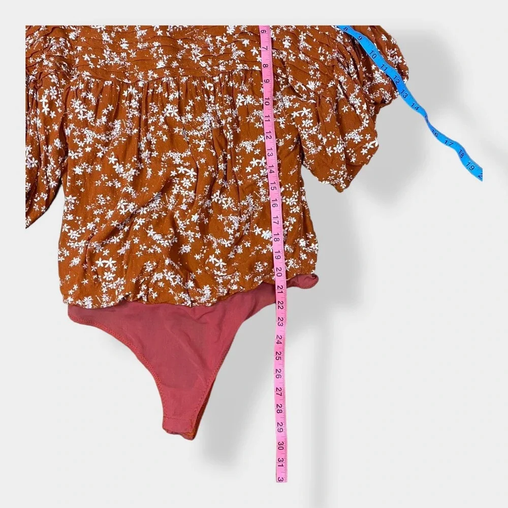 Free People Dessa one piece pin tuck top in rust size S‎
